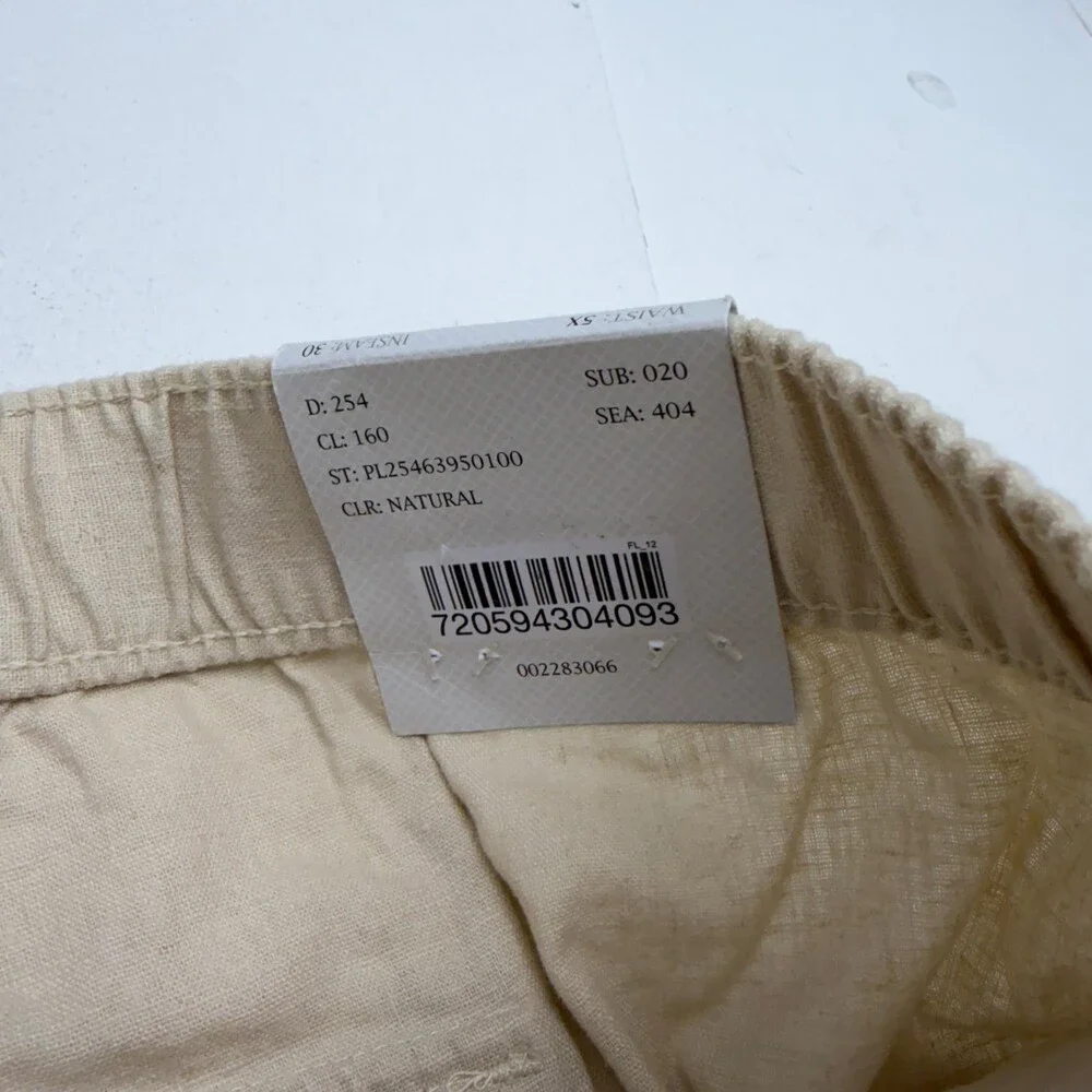 Oak Hill Pants Mens Big 60x30 5XL Beige Relaxed Fit Linen Chino Drawstring